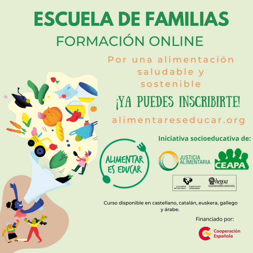 Curso online “Escuela de familias para una alimentación saludable y sostenible”